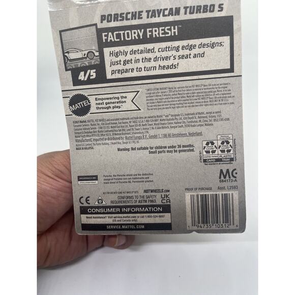 Hot Wheels Zamac 2023 Porsche Taycan Turbo S Silver Car 1/64 Kids Toy NEW - Picture 6 of 6